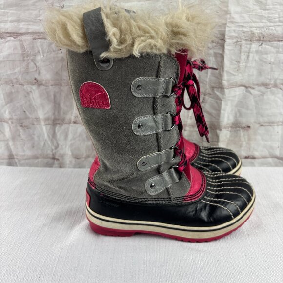 Sorel Youth Girls 1 Joan Of Arctic Suede Insulated Faux Fur Winter Snow Boots - Picture 3 of 12